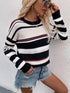 'Eulalie' Striped Pullover Knit Sweater - Celes Fashion
